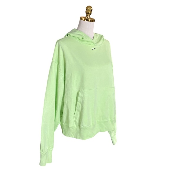 NIKE Women's Washed Cropped Neon Green Casual Sporty Oversized Hoodie Size M - Picture 11 of 15